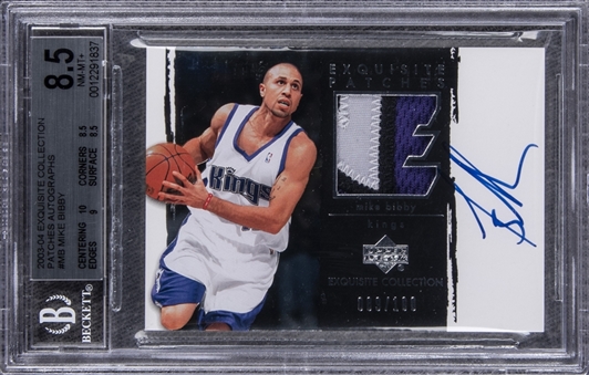 2003-04 UD "Exquisite Collection" Patches Autographs #MB Mike Bibby Signed Game Used Patch Card (#089/100) – BGS NM-MT+ 8.5/BGS 9